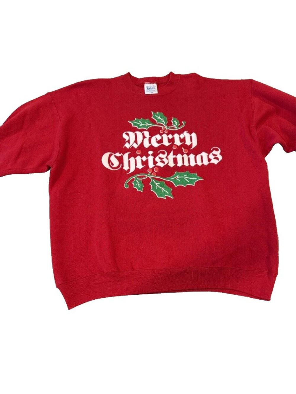 Vintage Merry Christmas Hollie Berries Tultex Sweatshirt Size  X-Large